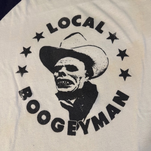 Rare NWOT Local Boogeyman Logo Raglan Mens Medium - Picture 1 of 3